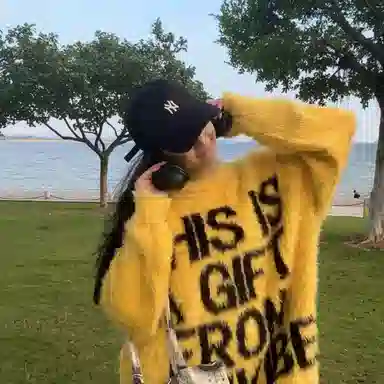 寻星记 美式慵懒风字母连帽百搭休闲潮流针织衫 男女同款