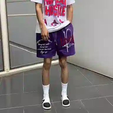 美式高街复古字母刺绣休闲运动宽松百搭篮球裤 男女同款