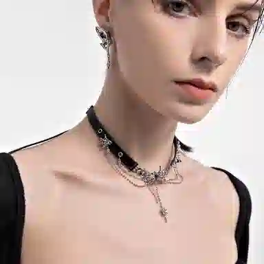 Masw Leather Collarbone Chain