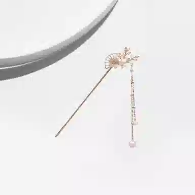 大唐国鼎 花枝扇新中式简约时尚小众设计国潮宫廷风精致纹理招财纳福旺事业学业本命年财运 好运 合金 发簪 女款