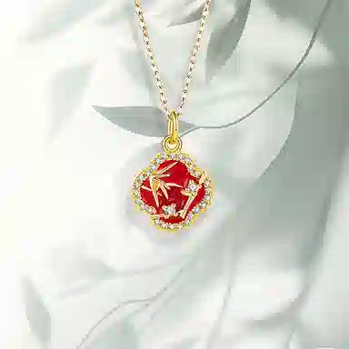 大唐国鼎 发财竹叶 新中式 复古风小众设计 优雅国潮 精致纹理  旺事业/学业/爱情/本命年/财运 合金 项链 女款