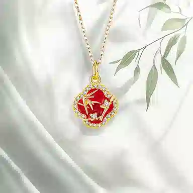 大唐国鼎 发财竹叶 新中式 复古风小众设计 优雅国潮 精致纹理  旺事业/学业/爱情/本命年/财运 合金 项链 女款