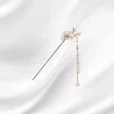 大唐国鼎 花枝扇新中式简约时尚小众设计国潮宫廷风精致纹理招财纳福旺事业学业本命年财运 好运 合金 发簪 女款