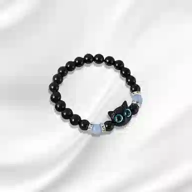 大唐国鼎 蓝色夜光奶酪猫咪  小众时尚简约设计潮酷个性小众高级感 好运 琉璃 玉石手串 男女同款情侣款