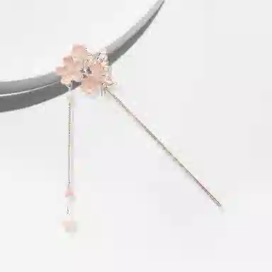 大唐国鼎 粉色蝴蝶花朵 新中式粉色渐变爱心花朵镂空蝴蝶流苏 日常古风汉服旗袍盘发 发簪 女款