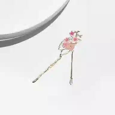 大唐国鼎 桃花扇新中式复古风小众设计优雅国潮 精致纹理旺事业学业本命年财运 好运 合金 发簪 女款