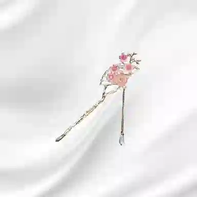 大唐国鼎 桃花扇新中式复古风小众设计优雅国潮 精致纹理旺事业学业本命年财运 好运 合金 发簪 女款