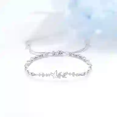 迎百宝 梦幻蝴蝶 在逃公主 小众设计感灵动闪耀 气质百搭精致招财转运蝴蝶套装 合金/锆石 手绳 男女同款情侣款