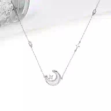 迎百宝 摘星揽月轻奢气质高级感 精致气质小众星星月亮 极简风优雅浪漫轻奢设计感 小清新甜美可爱 合金 项链 女款