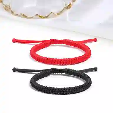 迎百宝 金刚结极简设计本命幸运小红绳 显白好运上岸 中国风 可调节手绳 织物 手链 男女同款情侣款