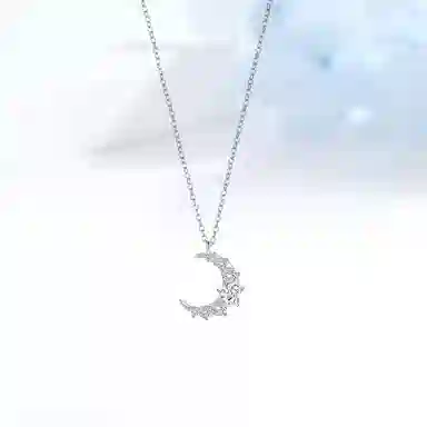 迎百宝 星月与你 心月冷淡风小众气质心形弯月简约百搭时尚精致锁骨链 合金 项链 男女同款情侣款