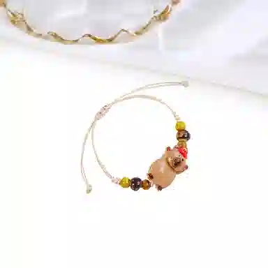 【可爱到融化】 迎百宝 童心萌趣 叠叠乐转运珠小熊治愈玩偶水豚 织物 手绳 男女同款情侣款