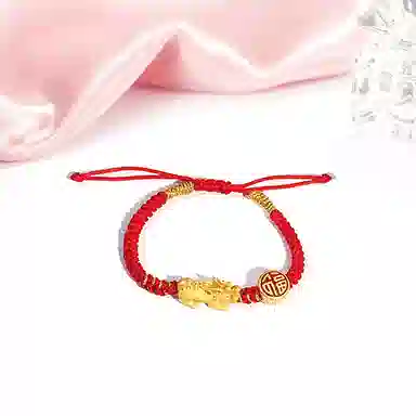 迎百宝 纳福貔貅 好运 福在眼前 新中式国潮风吸金抓钱吞金兽福牌编织福牌 时尚精致气质百搭蛇年本命 手链 男女同款情侣款