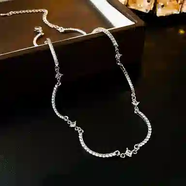 迎百宝 颈上添花 小众设计华丽璀璨花朵气质高级感锆石项链 聚会礼服闪耀灵动可调节时尚优雅锁骨链 女款