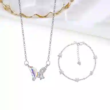 迎百宝 蝴蝶仙子碎银子多巴胺灵动璀璨闪耀转运高级感 合金 项链 男女同款情侣款