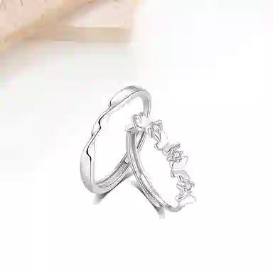 迎百宝 莫比乌斯 小众设计感轻奢甜美爱无止境可调节 合金  锆石 戒指 男女同款情侣款