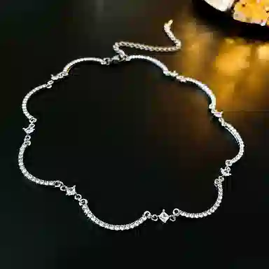 迎百宝 颈上添花 小众设计华丽璀璨花朵气质高级感锆石项链 聚会礼服闪耀灵动可调节时尚优雅锁骨链 女款