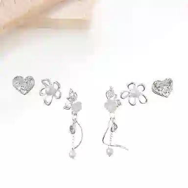 迎百宝 梦中花园 日常梦幻在逃公主蝴蝶玫瑰花 镂空清冷感流苏 小众设计气质百搭灵动高级感套装 耳环 男女同款情侣款