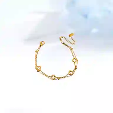 有幸遇见 迎百宝 镂空四叶草日韩轻奢时尚小众设计高级感简约百搭闺蜜手饰 合金 手链 男女同款情侣款