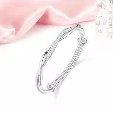 迎百宝 遇见幸运 轻奢优雅高级感莫比乌斯小众设计叠戴锆石闺蜜款镯子 五花四叶草恋爱告白甜蜜饰爱通勤百搭千金名媛风手链 女款