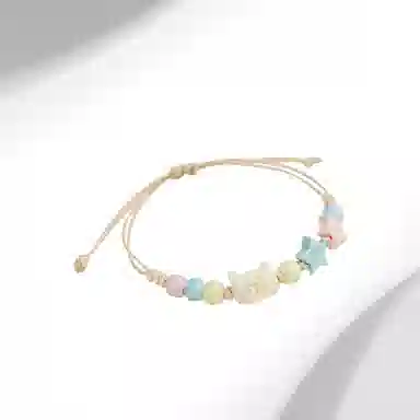 迎百宝 天生一对 可爱饼干猫咪 趣味萌宠招财猫许愿星 精致百搭高级感转运珠 织物 手绳 男女同款情侣款