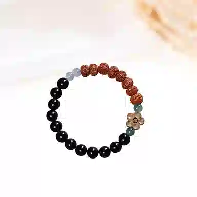【招财转运】 迎百宝 新中式桃花好运串珠木双拼单圈手饰品文玩佛珠 檀木 手串 男女同款情侣款