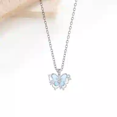 迎百宝 羽澜星簪 小众设计高级感夜光蝴蝶简约梦幻氛围感 招财纳福精致灵动清冷仙气氛围感#好运 合金 项链 男女同款情侣款