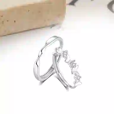 迎百宝 莫比乌斯 小众设计感轻奢甜美爱无止境可调节 合金  锆石 戒指 男女同款情侣款