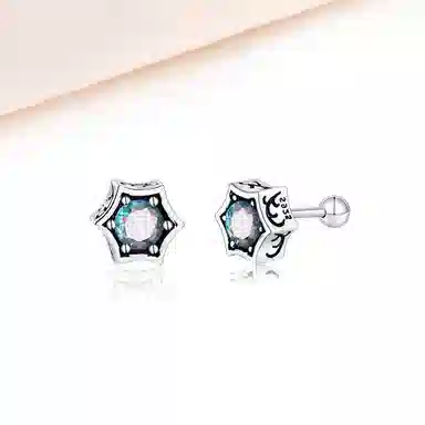 迎百宝 幻彩六芒星 好运  梦幻轻奢高级噶时尚高街风中性风耳钉 潮酷无性别时尚百搭设计感不撞款耳饰 男女同款情侣款