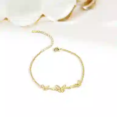 迎百宝 在逃公主金蝴蝶转运轻奢精致甜美高级感车花工艺镭射闪耀气质优雅森系 小众设计灵动蝴蝶 合金 手链 女