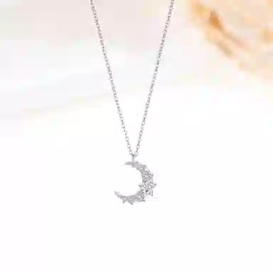迎百宝 星月与你 心月冷淡风小众气质心形弯月简约百搭时尚精致锁骨链 合金 项链 男女同款情侣款