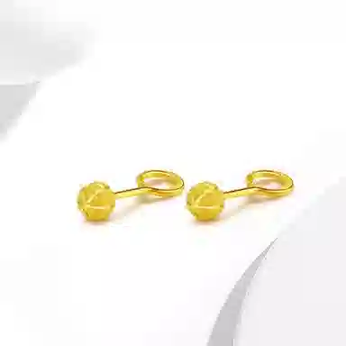 迎百宝 经典百搭新中式钉砂工艺车花地球仪小金豆 简约精致无性别 通勤气质高级感 合金 耳钉 男女同款情侣款