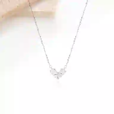迎百宝 心语心愿 蝴蝶结爱心颈饰 精致轻奢日常通勤好搭配颈饰 小众设计甜美出众不挑人锁骨链#好运 合金 项链 女款