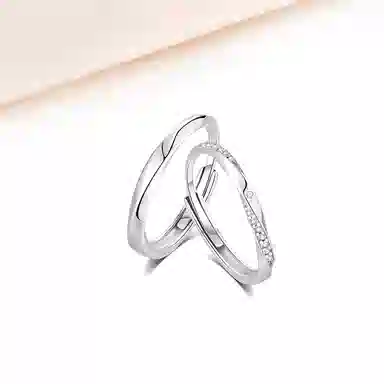 迎百宝 莫比乌斯 好运 爱意无限经典素圈镶锆石可调节对戒 轻奢优雅气质百搭约会告白示爱 合金 戒指 男女同款情侣款