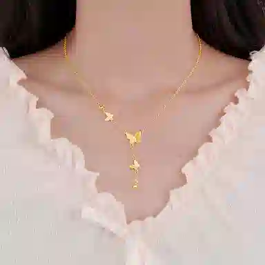 迎百宝 在逃公主金蝴蝶转运轻奢精致甜美高级感车花工艺镭射闪耀气质优雅森系 小众设计灵动蝴蝶 合金 手链 女