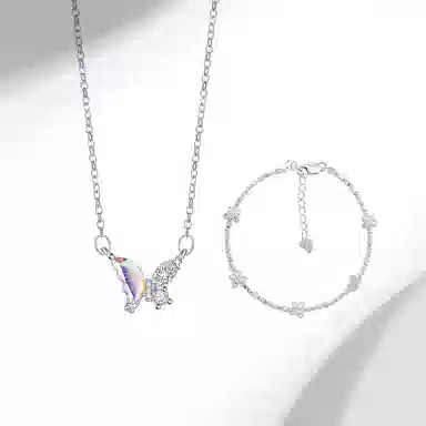 迎百宝 蝴蝶仙子碎银子多巴胺灵动璀璨闪耀转运高级感 合金 项链 男女同款情侣款