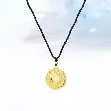 迎百宝 幸福圆满八宝罗盘 新中式转运莲花百搭气质高级感显白黑绳锁骨链 国潮风重工精致优雅贵气感可调节编绳项链 男女同款情侣款