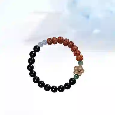 【招财转运】 迎百宝 新中式桃花好运串珠木双拼单圈手饰品文玩佛珠 檀木 手串 男女同款情侣款