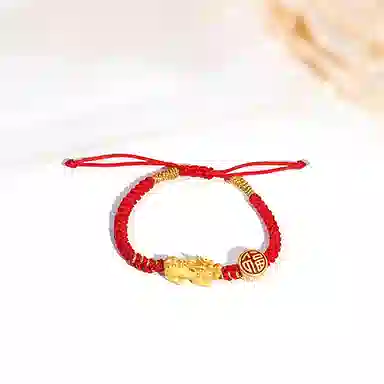 迎百宝 纳福貔貅 好运 福在眼前 新中式国潮风吸金抓钱吞金兽福牌编织福牌 时尚精致气质百搭蛇年本命 手链 男女同款情侣款