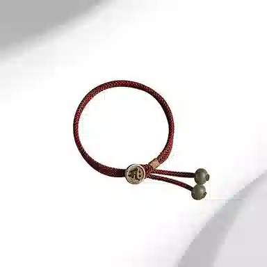 迎百宝 幸运红绳守护神 高级感可调节编织 合金 手链 男女同款情侣款