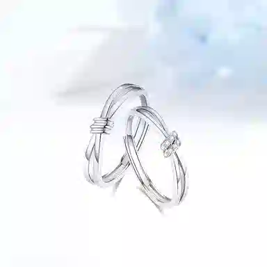 迎百宝 心动频率 轻奢优雅高级感爱无止境莫比乌斯环可调节 气质百搭灵动闪耀 锆石 戒指 男女同款情侣款