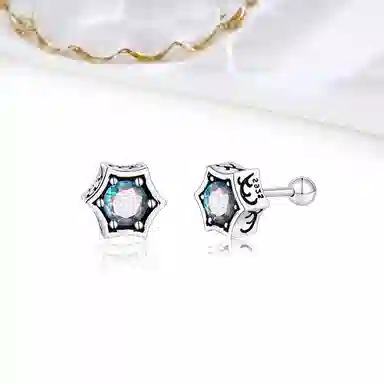 迎百宝 幻彩六芒星 好运  梦幻轻奢高级噶时尚高街风中性风耳钉 潮酷无性别时尚百搭设计感不撞款耳饰 男女同款情侣款