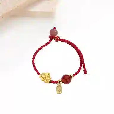 迎百宝 如意桃花 好运 新中式国潮显白高级感转运珠红绳 合金 手链 男女同款情侣款