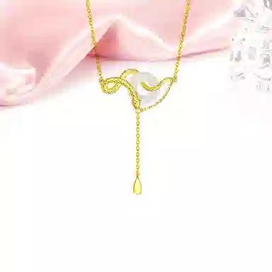 迎百宝 灵蛇送福 好运复古优雅贵气灵蛇缠绕小众设计 日常百搭精致高级通勤首选气质时尚 合金 项链 女款