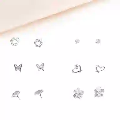 迎百宝 多耳洞福音 爱心蝴蝶花朵温柔高级感 一周不重样自由搭配精致小巧气质 合金 耳钉 男女同款情侣款