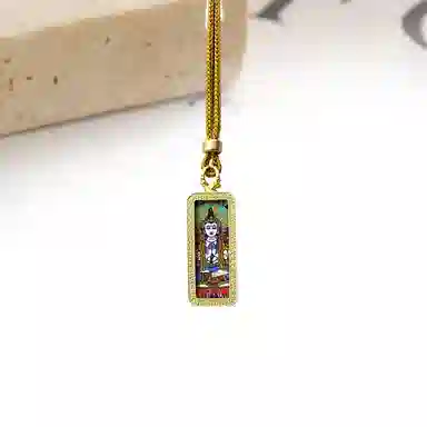 迎百宝 本命年八大守护神 好运新中式国潮精致唐卡十二生肖藏式彩绘财神扎基拉姆风招财纳福万事胜意 合金 项链 男女同款情侣款