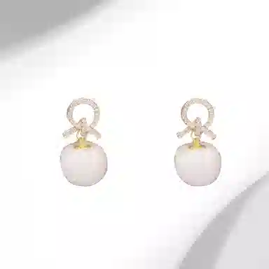 迎百宝 温婉秋风 秋日氛围感毛绒小毛球耳环  灵动可爱精致优雅圣诞约会告白礼 女款