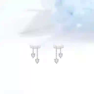 迎百宝 爱心小 流苏轻奢气质甜美可爱小众高级感闪钻简约百搭气质 合金 耳环 女款