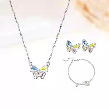 迎百宝 梦幻蝴蝶系列 幻彩多巴胺轻奢高级感精致灵动在逃公主 清冷温柔氛围感套装#好运 合金 耳钉 男女同款情侣款