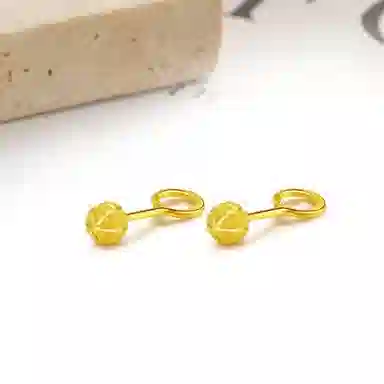 迎百宝 经典百搭新中式钉砂工艺车花地球仪小金豆 简约精致无性别 通勤气质高级感 合金 耳钉 男女同款情侣款